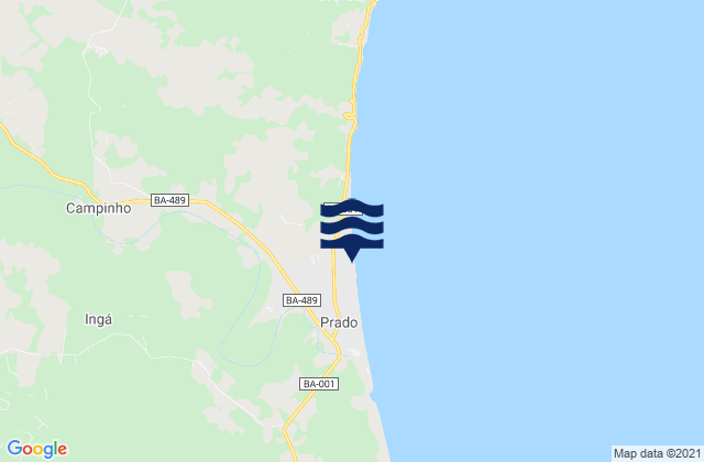 Mapa da tábua de marés em Prado, Brazil