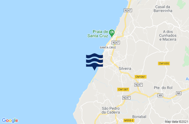 Mapa da tábua de marés em Praia Azul, Portugal