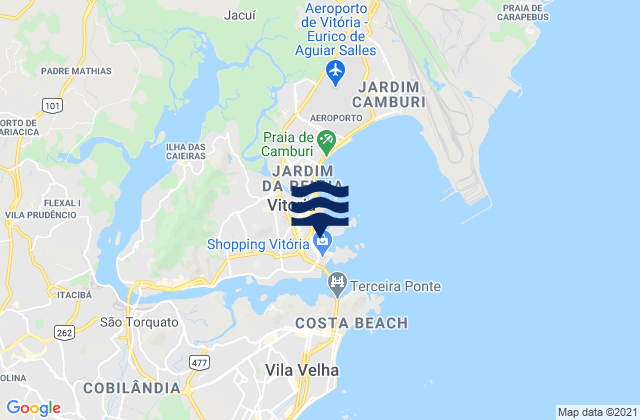 Mapa da tábua de marés em Praia Commprida, Brazil