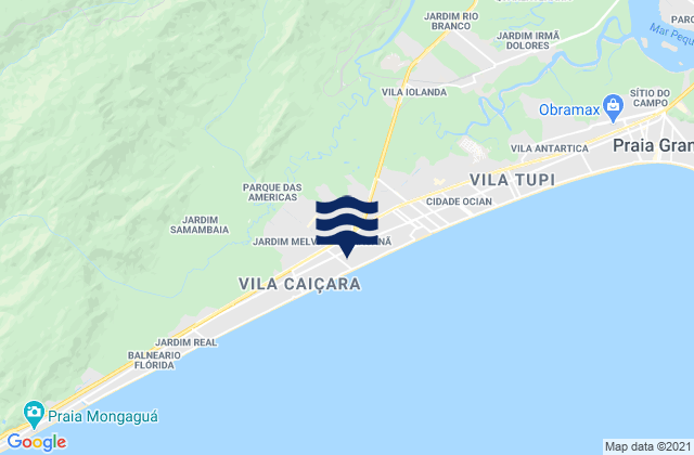 Mapa da tábua de marés em Praia Grande, Brazil