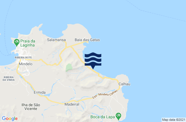 Mapa da tábua de marés em Praia Grande, Cabo Verde