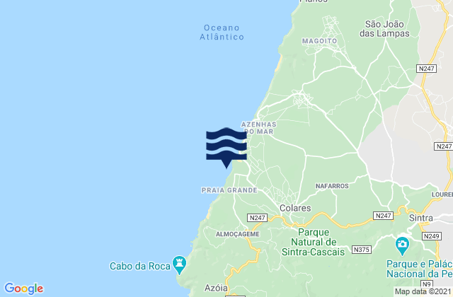 Mapa da tábua de marés em Praia Pequena, Portugal