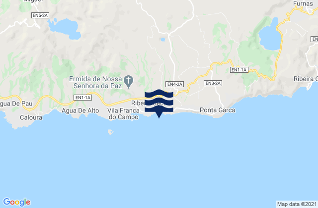 Mapa da tábua de marés em Praia Ribeira das Tainhas, Portugal