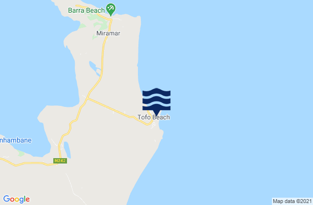 Mapa da tábua de marés em Praia Tofo, Mozambique
