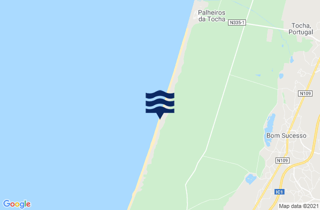 Mapa da tábua de marés em Praia da Costinha, Portugal