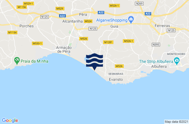Mapa da tábua de marés em Praia da Galé Oeste, Portugal