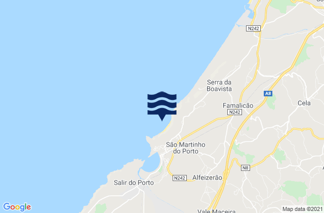 Mapa da tábua de marés em Praia da Gralha, Portugal