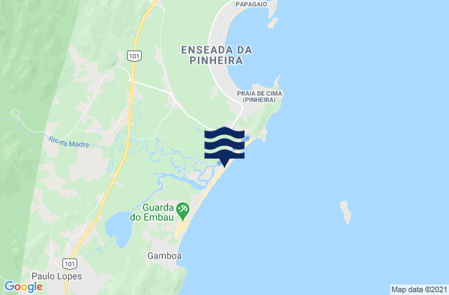 Mapa da tábua de marés em Praia da Guarda, Brazil