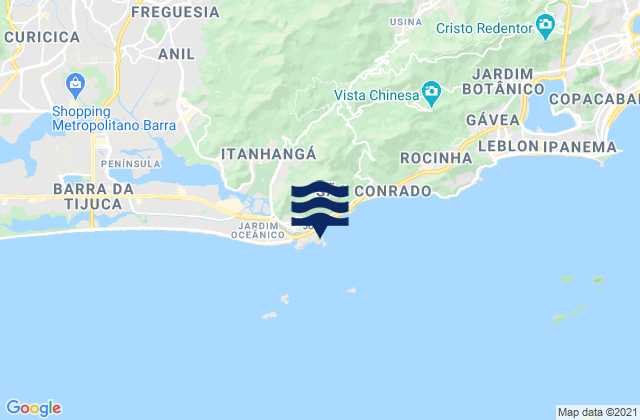 Mapa da tábua de marés em Praia da Joatinga, Brazil