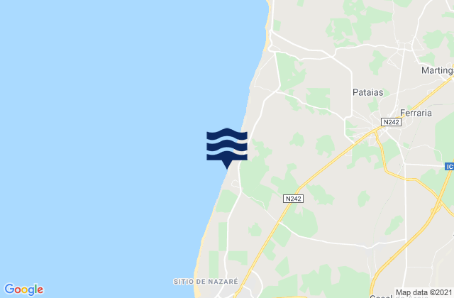 Mapa da tábua de marés em Praia da Légua, Portugal