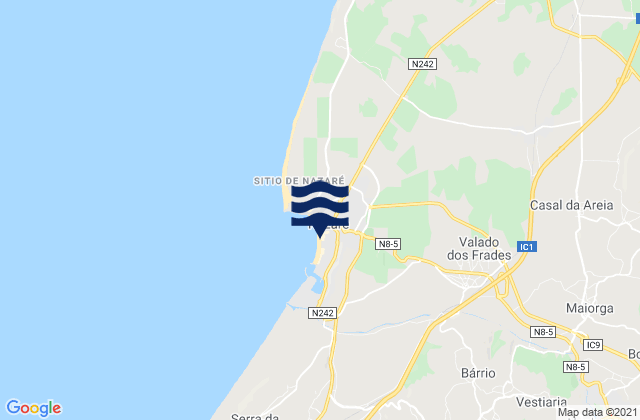Mapa da tábua de marés em Praia da Nazaré, Portugal