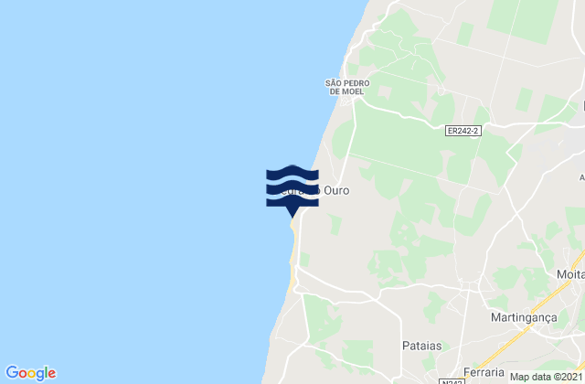 Mapa da tábua de marés em Praia da Polvoeira, Portugal
