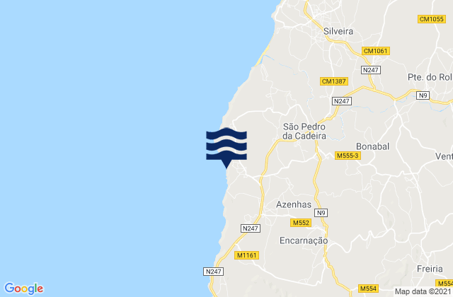 Mapa da tábua de marés em Praia das Furnas, Portugal