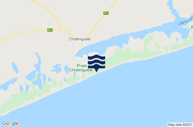 Mapa da tábua de marés em Praia de Chidenguele, Mozambique