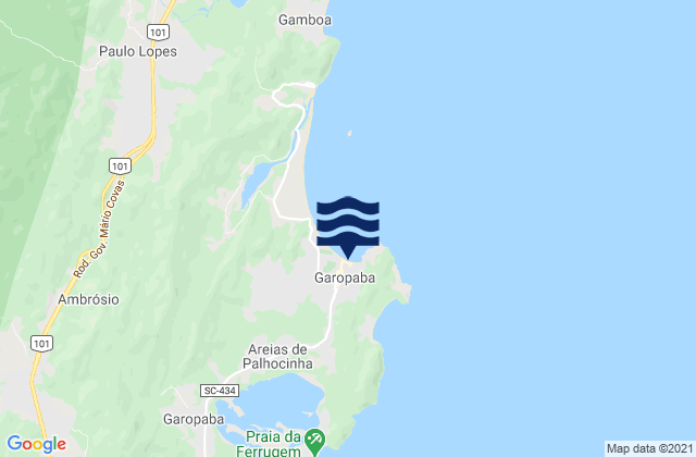 Mapa da tábua de marés em Praia de Garopaba, Brazil