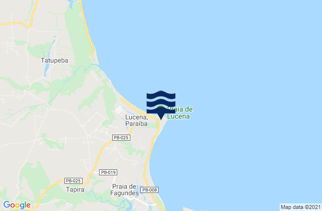 Mapa da tábua de marés em Praia de Lucena, Brazil