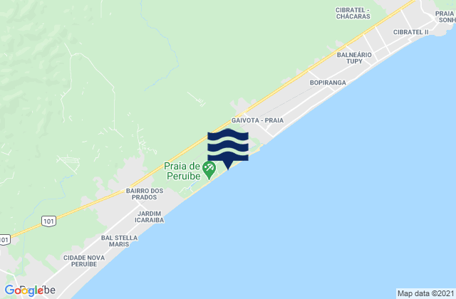Mapa da tábua de marés em Praia de Peruíbe, Brazil
