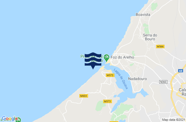 Mapa da tábua de marés em Praia de Rei Cortiço, Portugal