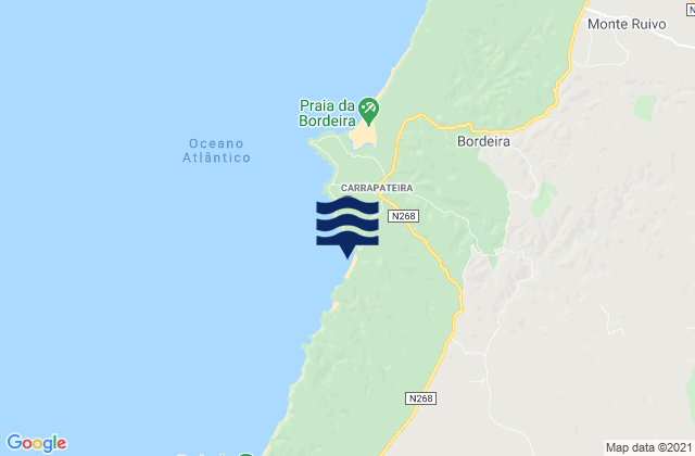 Mapa da tábua de marés em Praia do Amado, Portugal