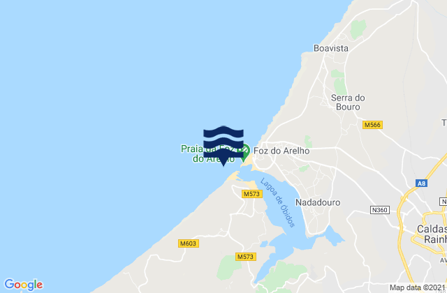 Mapa da tábua de marés em Praia do Bom Sucesso, Portugal