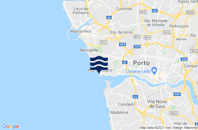 Mapa da tábua de marés em Praia do Carneiro, Portugal