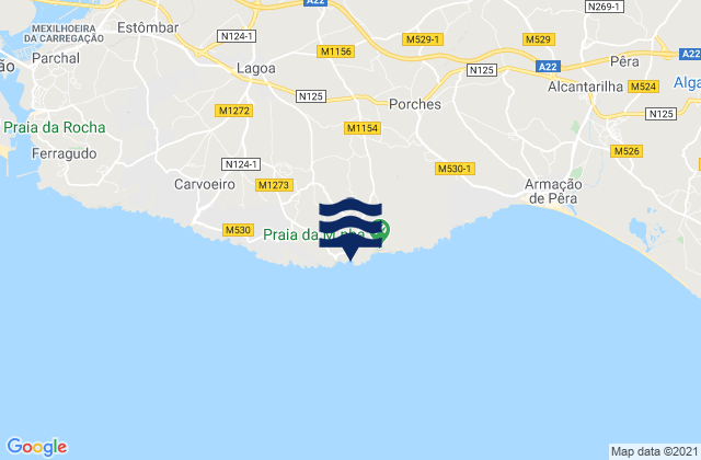 Mapa da tábua de marés em Praia do Carvalho, Portugal