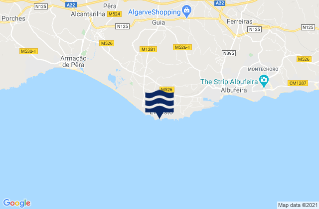 Mapa da tábua de marés em Praia do Castello, Portugal
