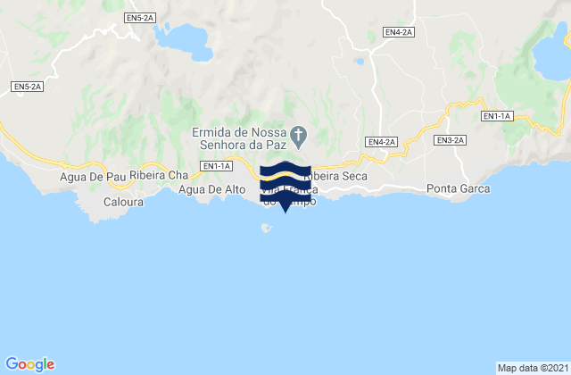 Mapa da tábua de marés em Praia do Corpo Santo, Portugal
