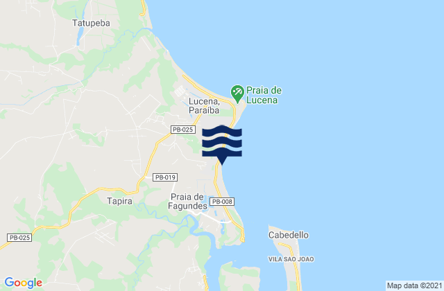 Mapa da tábua de marés em Praia do Fagundes, Brazil