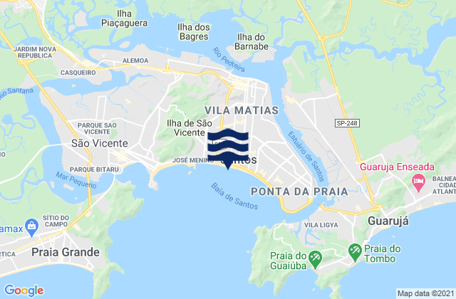 Mapa da tábua de marés em Praia do Gonzaga, Brazil