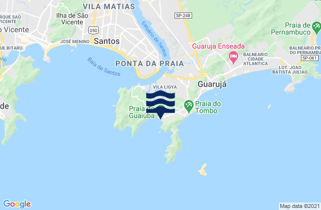 Mapa da tábua de marés em Praia do Guaiuba, Brazil