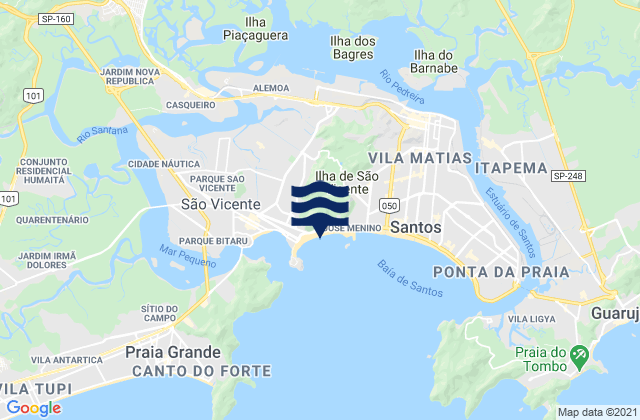 Mapa da tábua de marés em Praia do Itararé, Brazil