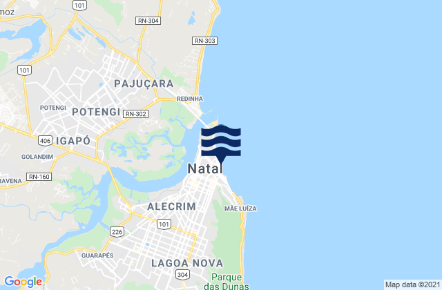Mapa da tábua de marés em Praia do Meio, Brazil