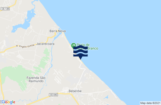 Mapa da tábua de marés em Praia do Morro Branco, Brazil