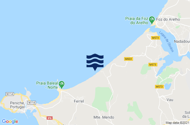 Mapa da tábua de marés em Praia do Pico da Mota, Portugal