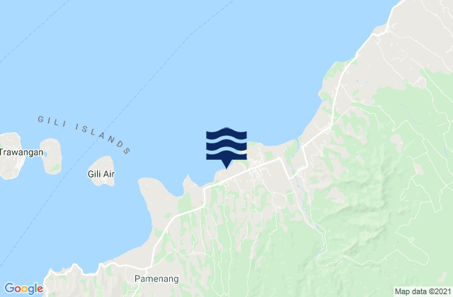 Mapa da tábua de marés em Prawira, Indonesia
