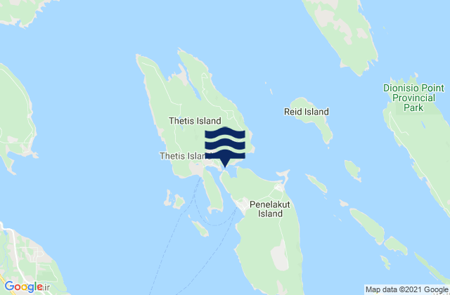 Mapa da tábua de marés em Preedy Harbour, Canada