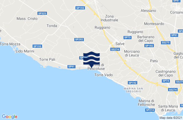 Mapa da tábua de marés em Presicce, Italy