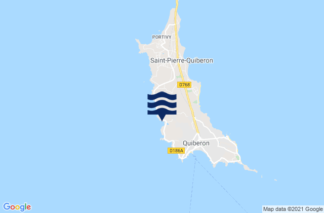 Mapa da tábua de marés em Presqu'île de Quiberon, France