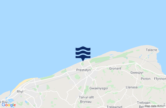 Mapa da tábua de marés em Prestatyn, United Kingdom