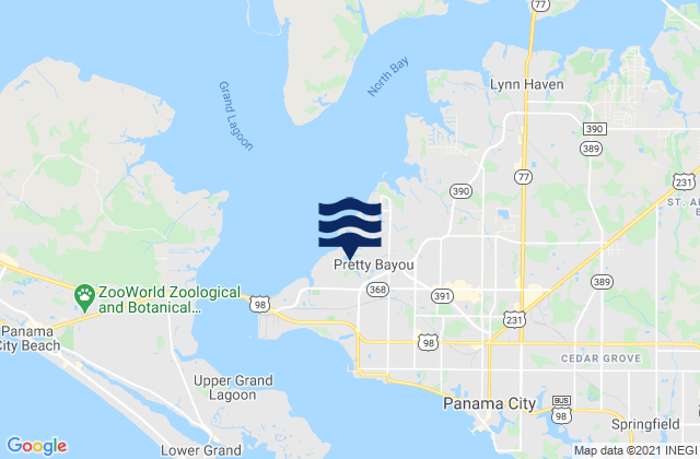 Mapa da tábua de marés em Pretty Bayou, United States