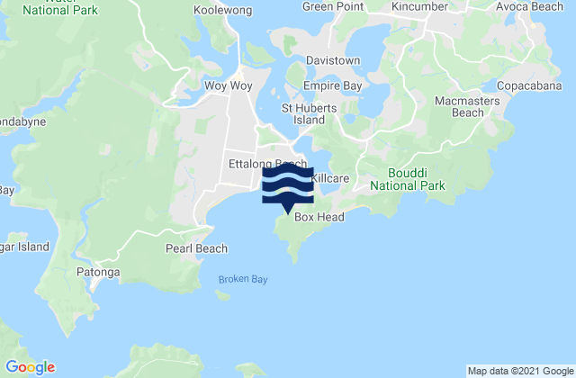 Mapa da tábua de marés em Pretty Beach, Australia