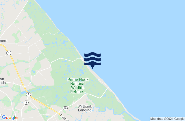 Mapa da tábua de marés em Primehook Beach, United States