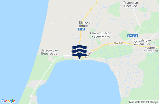 Mapa da tábua de marés em Primorsk, Russia