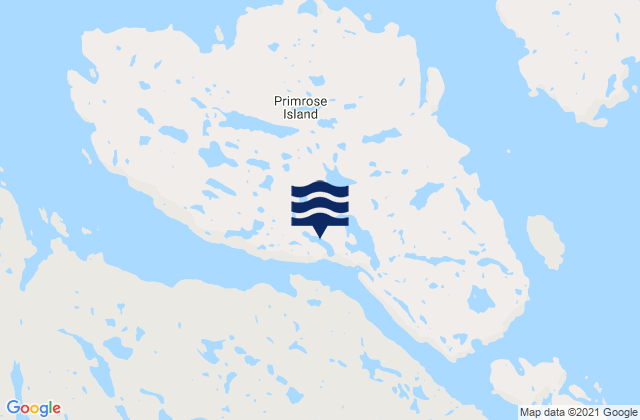 Mapa da tábua de marés em Primrose Island, Canada