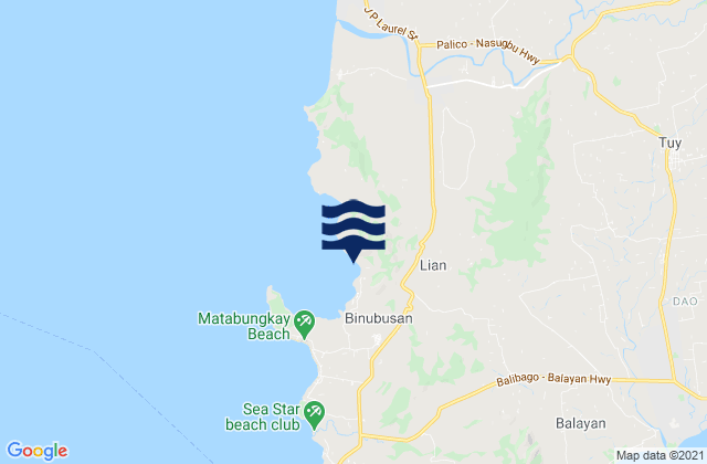 Mapa da tábua de marés em Prinza, Philippines