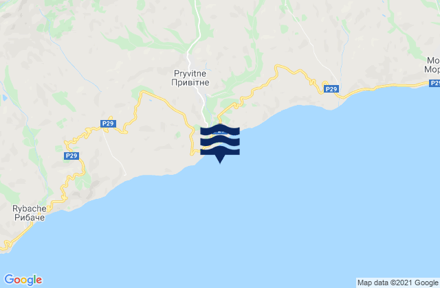 Mapa da tábua de marés em Privetnoye, Ukraine