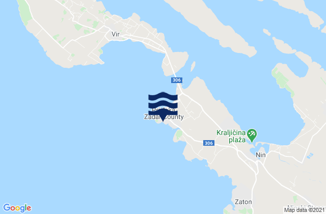 Mapa da tábua de marés em Privlaka, Croatia