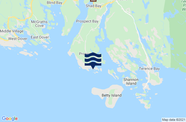 Mapa da tábua de marés em Prospect, Canada