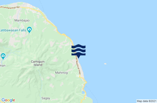 Mapa da tábua de marés em Province of Camiguin, Philippines
